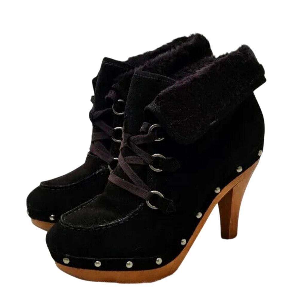 Vintage Black Guess Wooden heel booties sz 9.5